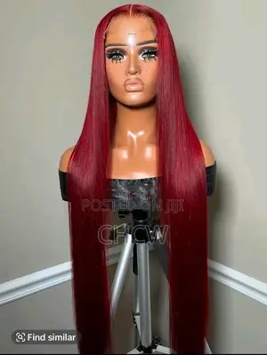 Sliky Sleek New 30 Inches Long Burgundy Wig With a Kim K Closure