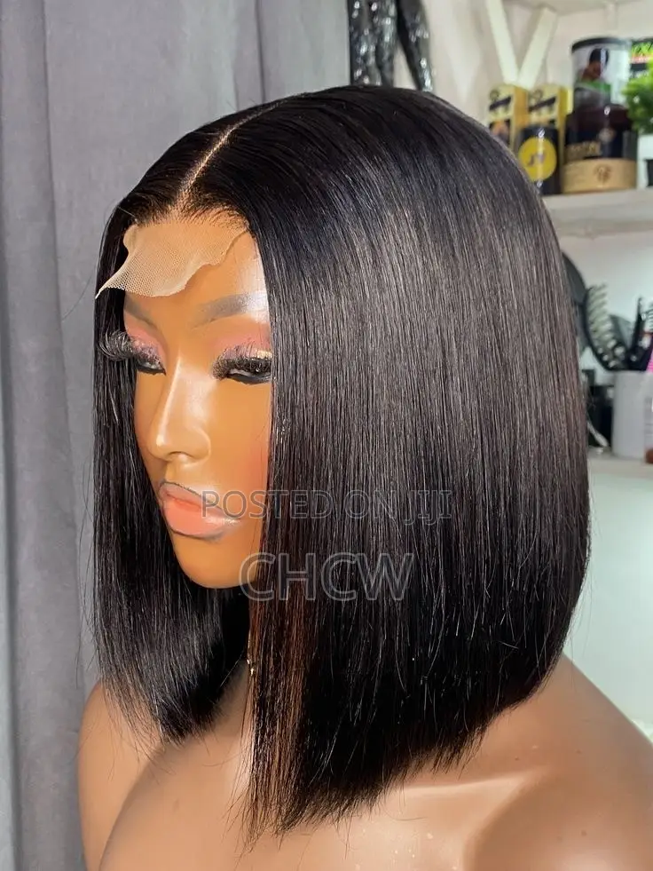 100 % Black Human Hair Bob Wig With a 4by4 Closure