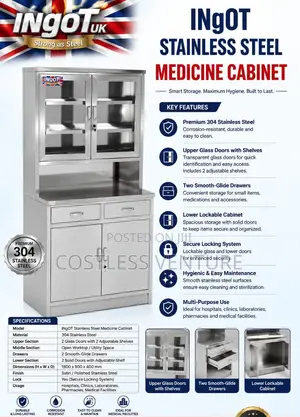 Ingot Stainless Steel Medicine Cabinet(WITH 2-Glass DOORS)