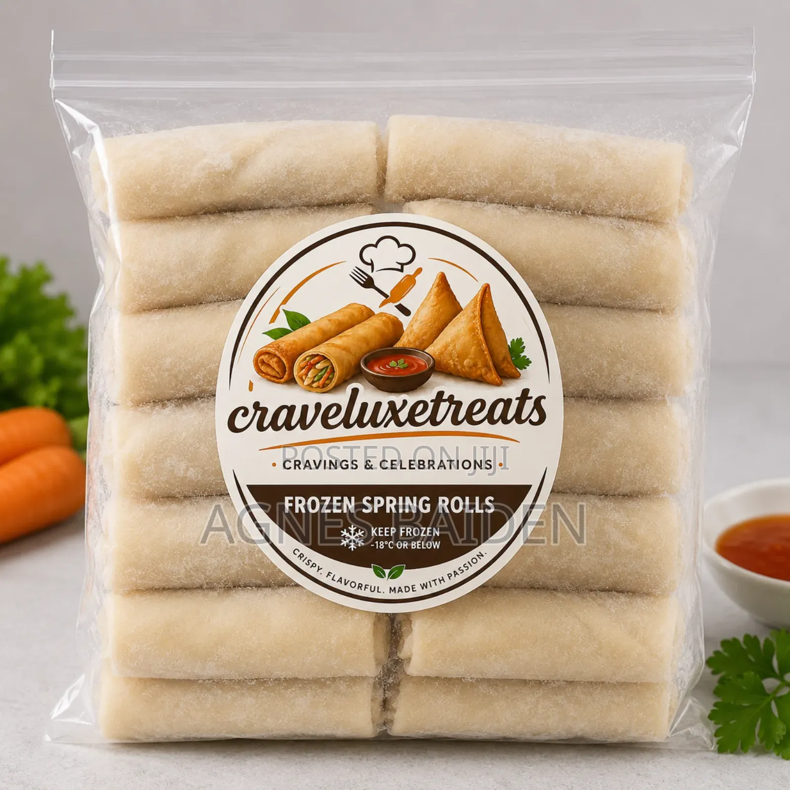 (50pcs)Frozen Spring Rolls and Samosa