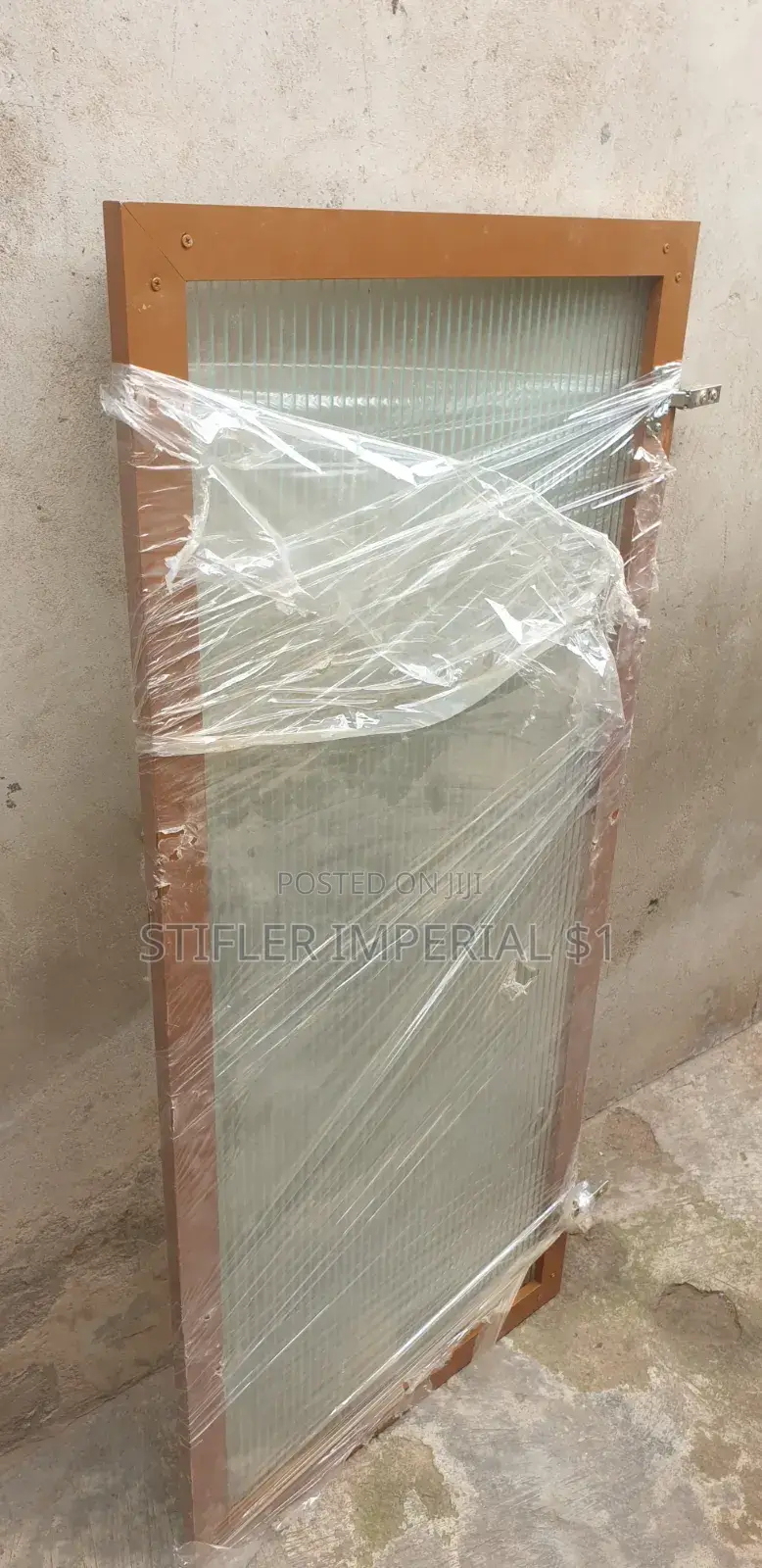 Gold Glass Door With Fluted Glass Pannel
