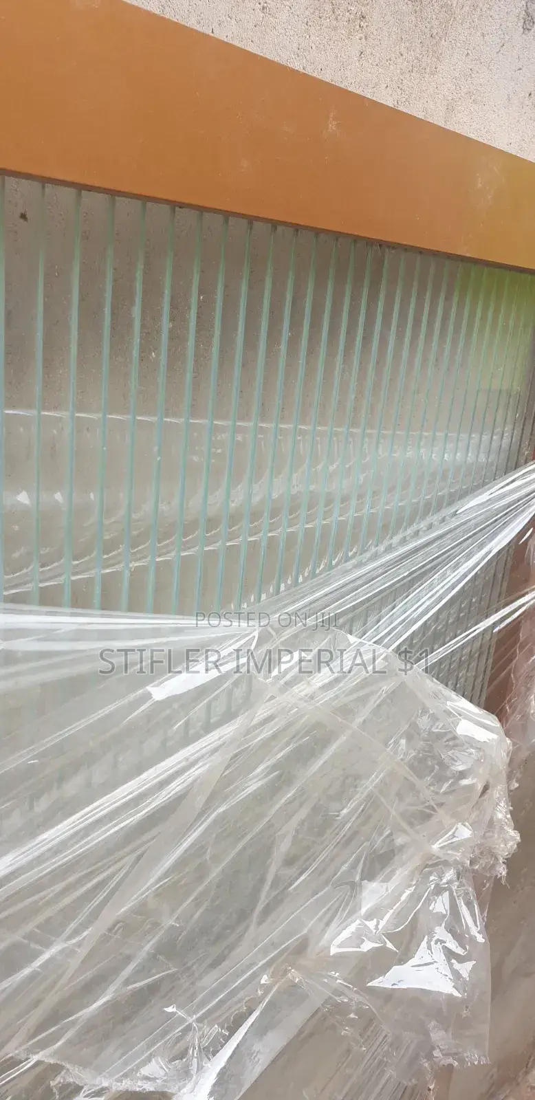 Gold Glass Door With Fluted Glass Pannel