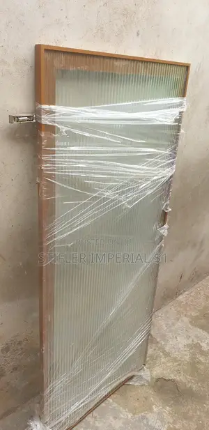 Gold Glass Door With Fluted Glass Pannel