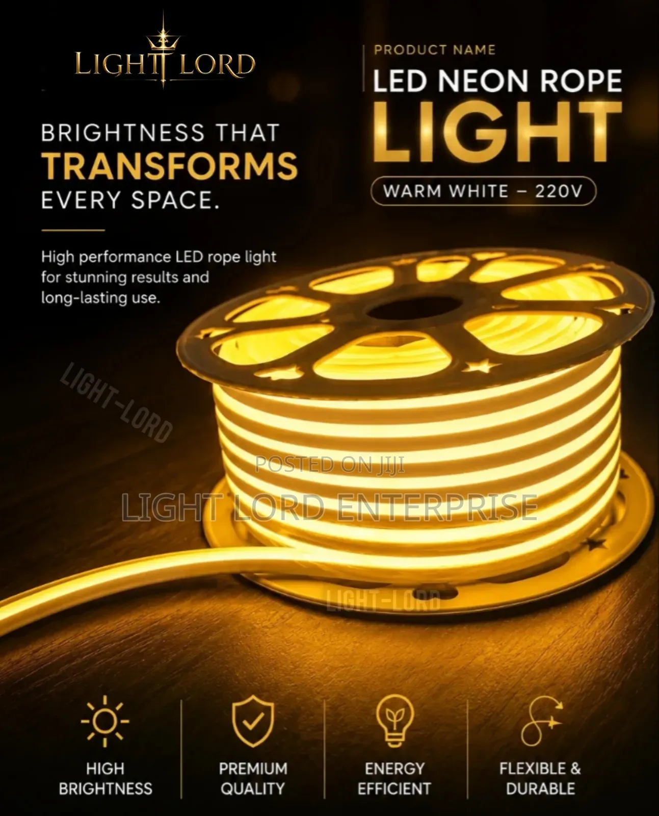 220v Direct Cob Rope Light Warm Color