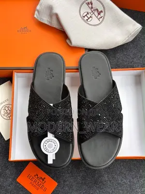 Hermes Black Men Slippers
