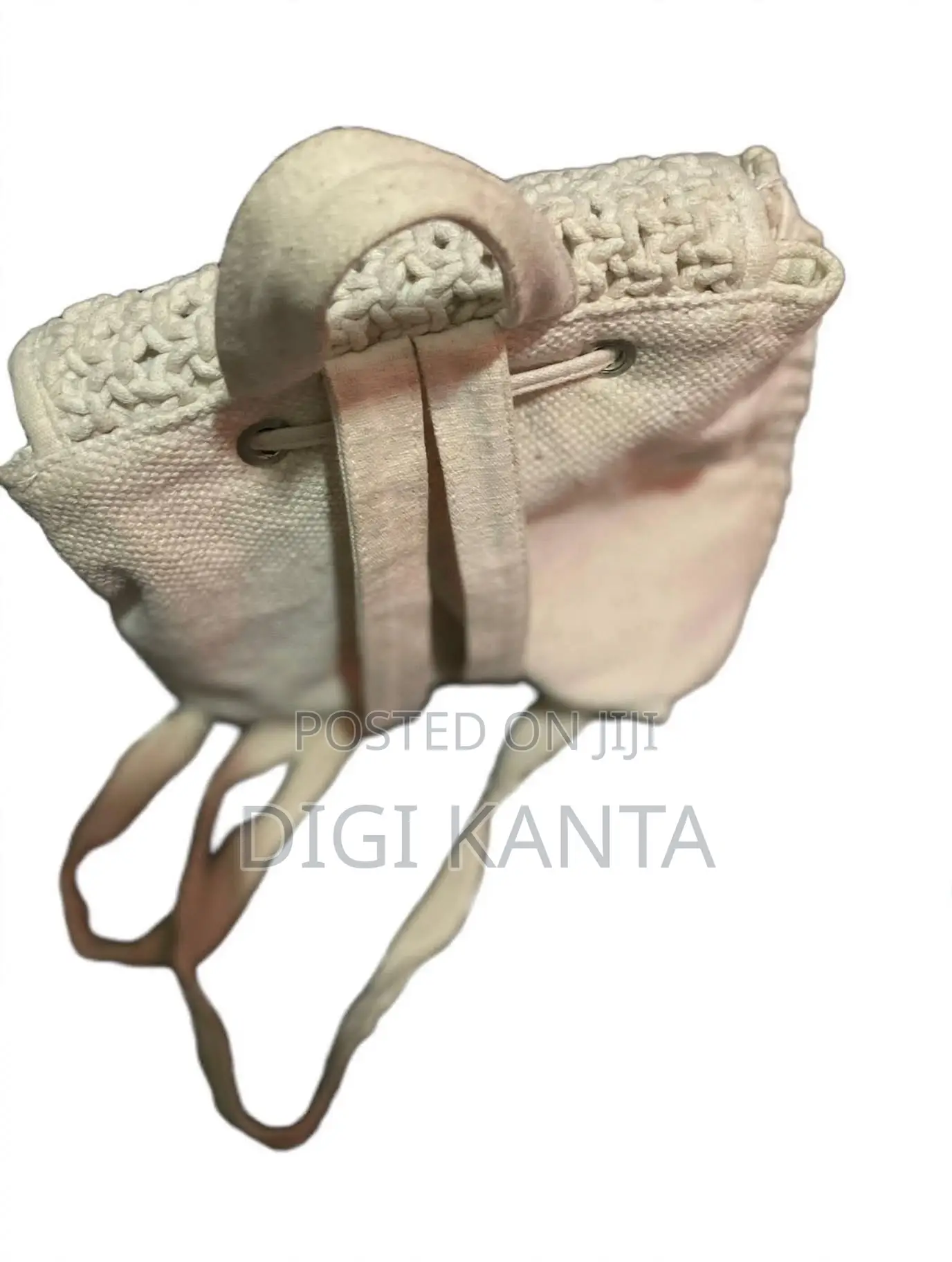 Handmade Beige Macrame Crochet Backpack - Unisex Ghana Made