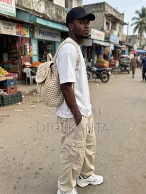 Handmade Beige Macrame Crochet Backpack - Unisex Ghana Made