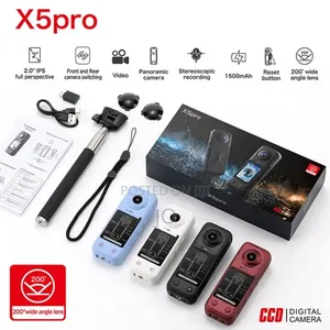 X5 Pro 2.0" Screen 200 Degrees Angle 4K Panoramic Action Camera(Black)
