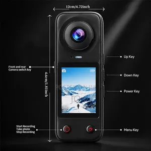 X5 Pro 2.0" Screen 200 Degrees Angle 4K Panoramic Action Camera(Black)