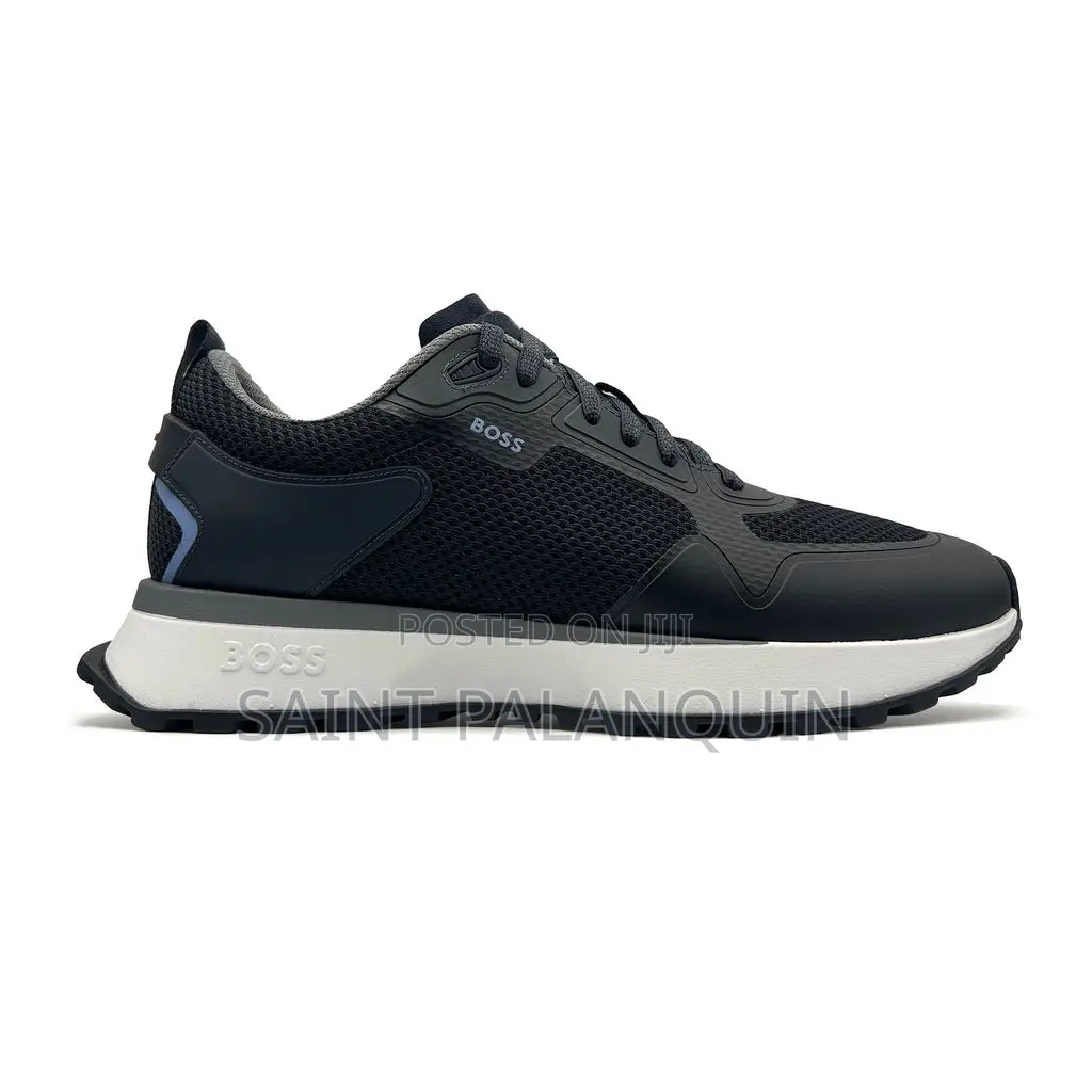 These Are Bruno Renzoni Mesh and Leather Sneakers Black and White