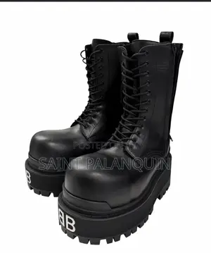 Black Balenciaga Giant Boots Featuring an Exaggerated, Ultra-Round