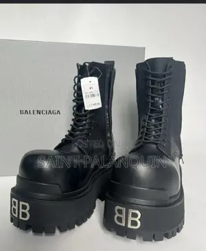 Black Balenciaga Giant Boots Featuring an Exaggerated, Ultra-Round