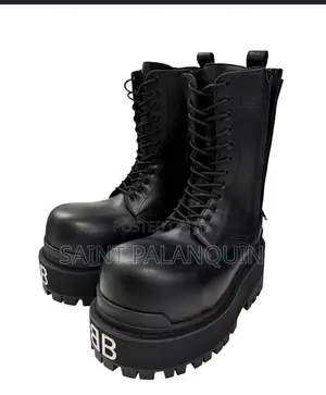 Black Balenciaga Giant Boots Featuring an Exaggerated, Ultra-Round