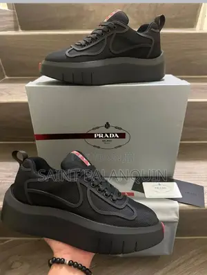 Prada of Black Mesh and Leather-Trimmed Low-Top Sneakers