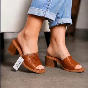 Women's Perforated Block-Heel Mule Sandals