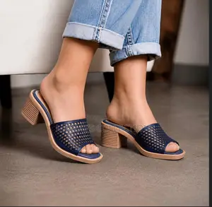 Women's Perforated Block-Heel Mule Sandals