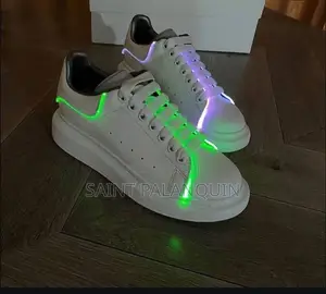 McQueen LED Shoes, Outlined With Bright Neon Green Glowing Light Strip