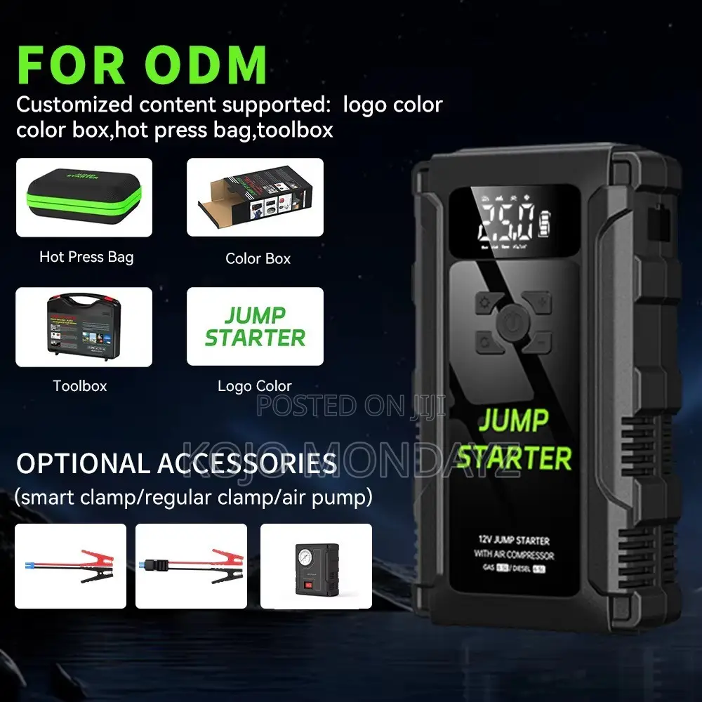 Car Jump Starter + Air Compressor — 2-in-1 Emergency Power!