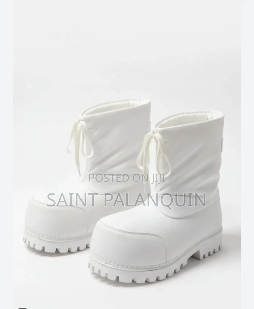 White Balenciaga Alaska Low Boots an Exaggerated Chunky Platform