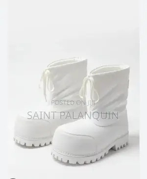 White Balenciaga Alaska Low Boots an Exaggerated Chunky Platform