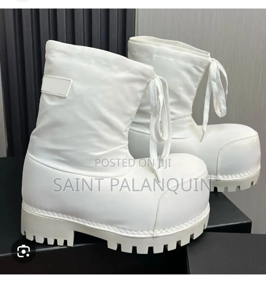 White Balenciaga Alaska Low Boots an Exaggerated Chunky Platform