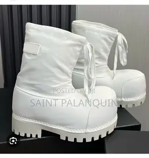 White Balenciaga Alaska Low Boots an Exaggerated Chunky Platform