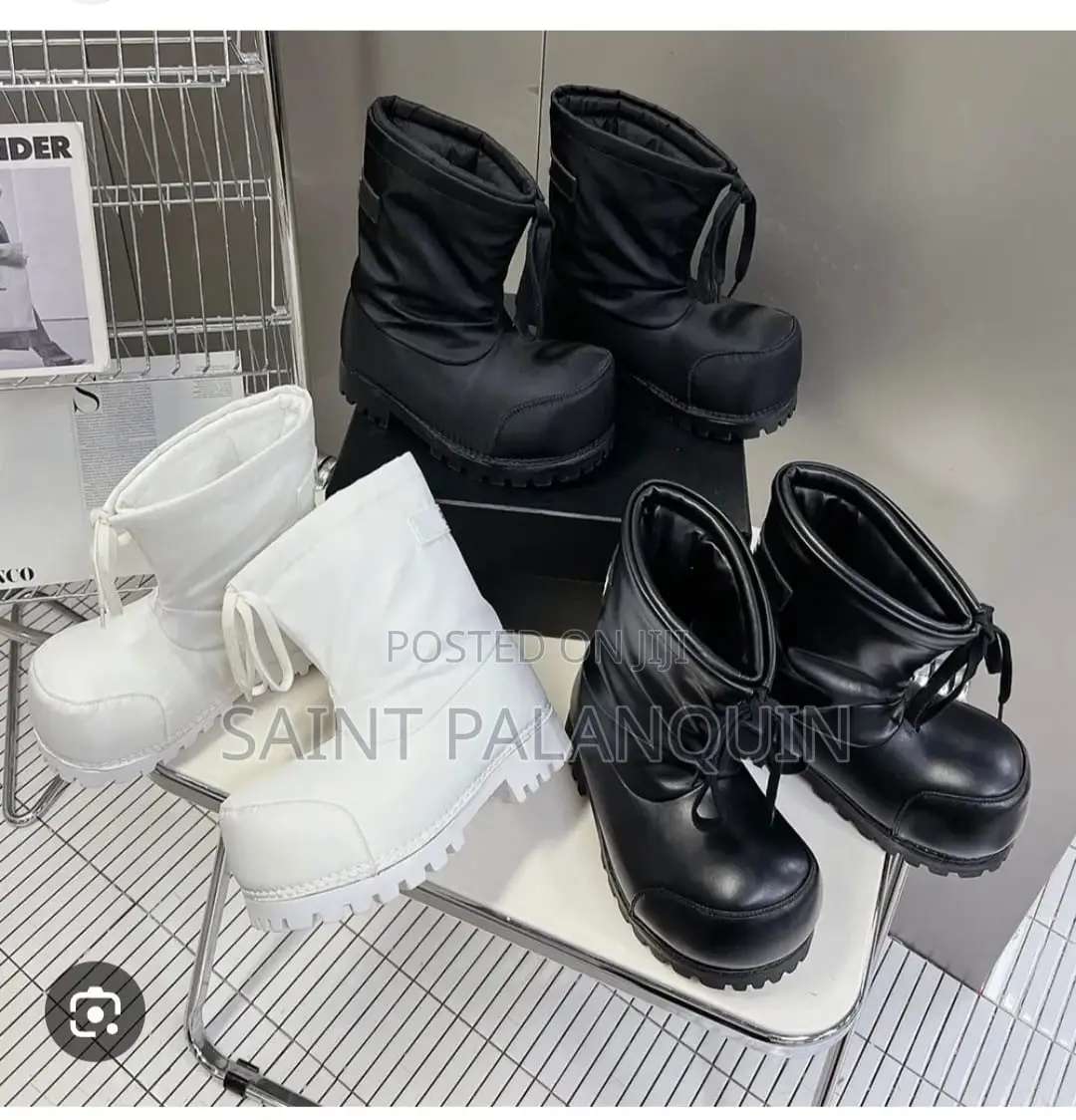 White Balenciaga Alaska Low Boots an Exaggerated Chunky Platform