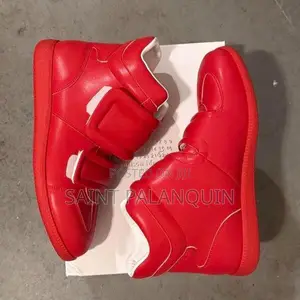 Red Maison Margiela Clinic High-Top a Leather Upper With Velcro Strap