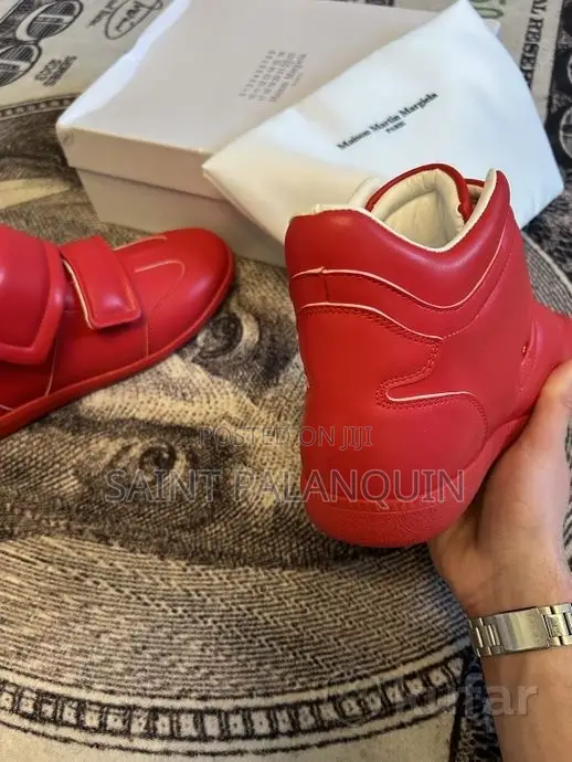 Red Maison Margiela Clinic High-Top a Leather Upper With Velcro Strap