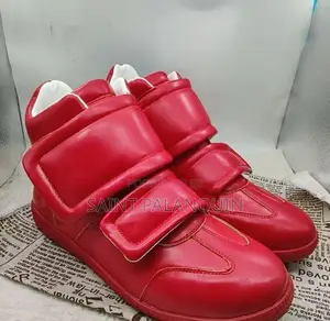 Red Maison Margiela Clinic High-Top a Leather Upper With Velcro Strap