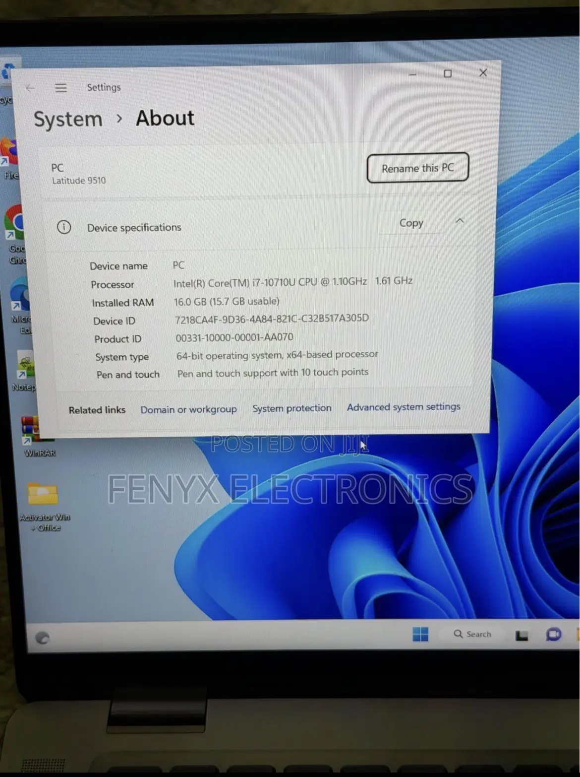 Laptop Dell Latitude 9510 16GB Intel Core i7 SSD 512GB