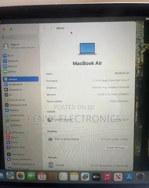 Laptop Apple MacBook Air 2020 16GB Intel Core i7 SSD 512GB