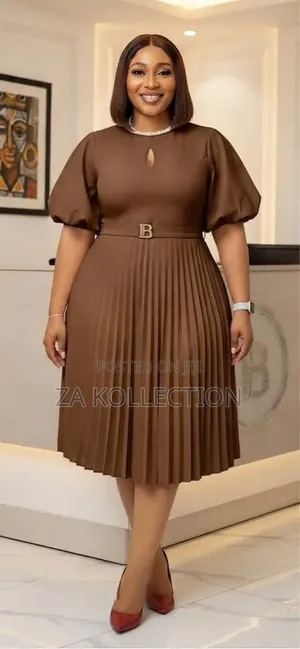 Ladies Buttoned High Waist Office Dress