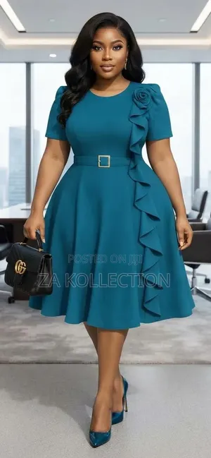 Women's High End Official Dress With Brooch Belt