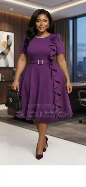 Women's High End Official Dress With Brooch Belt