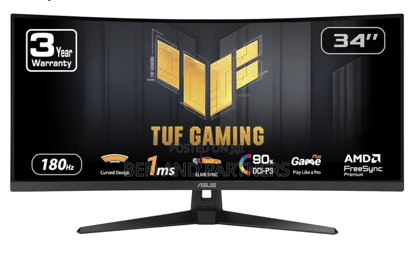 ASUS Tuf 34”, Wqhd, 180hz, 1ms, Hdr, Curved Gaming Monitor