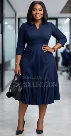 Women's Simple Office Dress With Flare Pleats