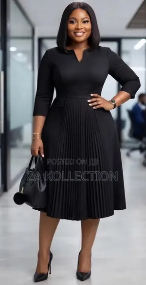Women's Simple Office Dress With Flare Pleats
