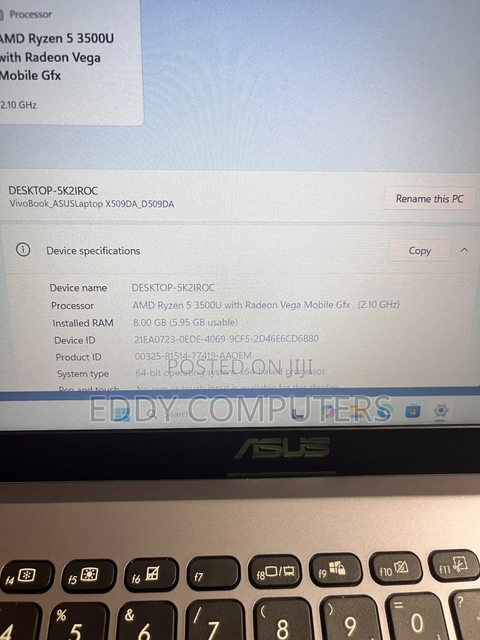 Laptop Asus Vivobook 15 8GB AMD Ryzen 5 SSD 512GB