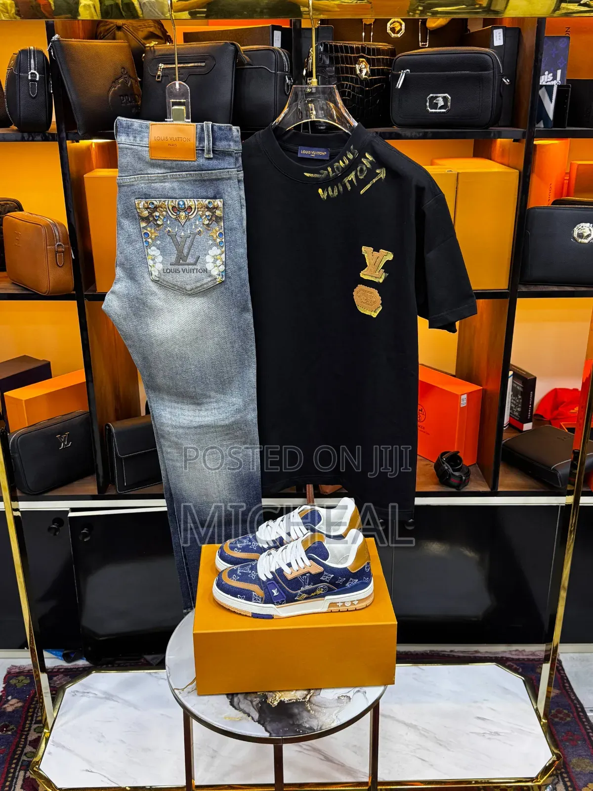 Premium Louis Vuitton 3-Piece Outfit (Shirt, Jeans & Sneakers)