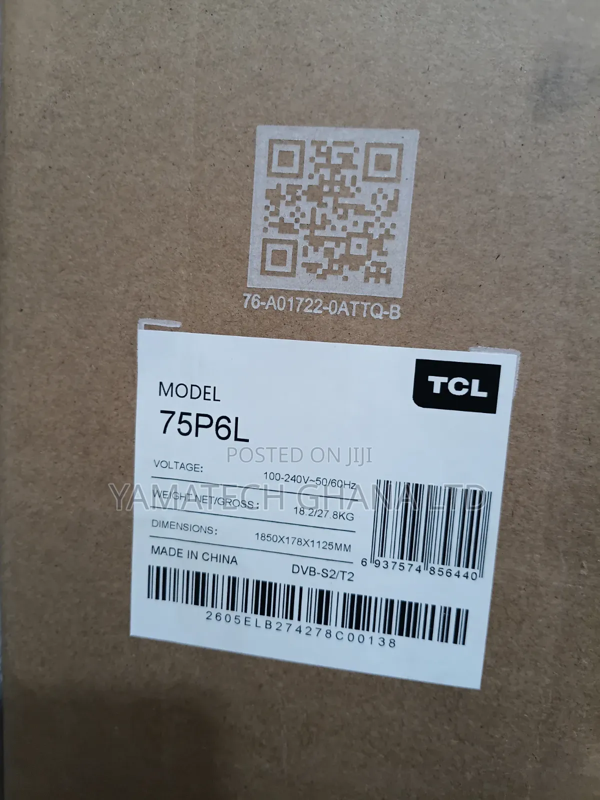 TCL 75inch Google Smart Android 4k TV With Wifi and Bluetooth