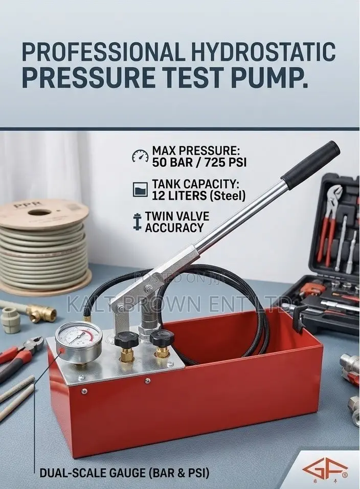 Manual Hydrostatic Pressure Test Pump 50 Bar – GF T-63 Plumbing Bucket