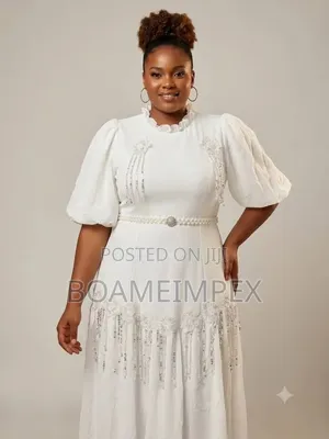 White Long Dress With Belt