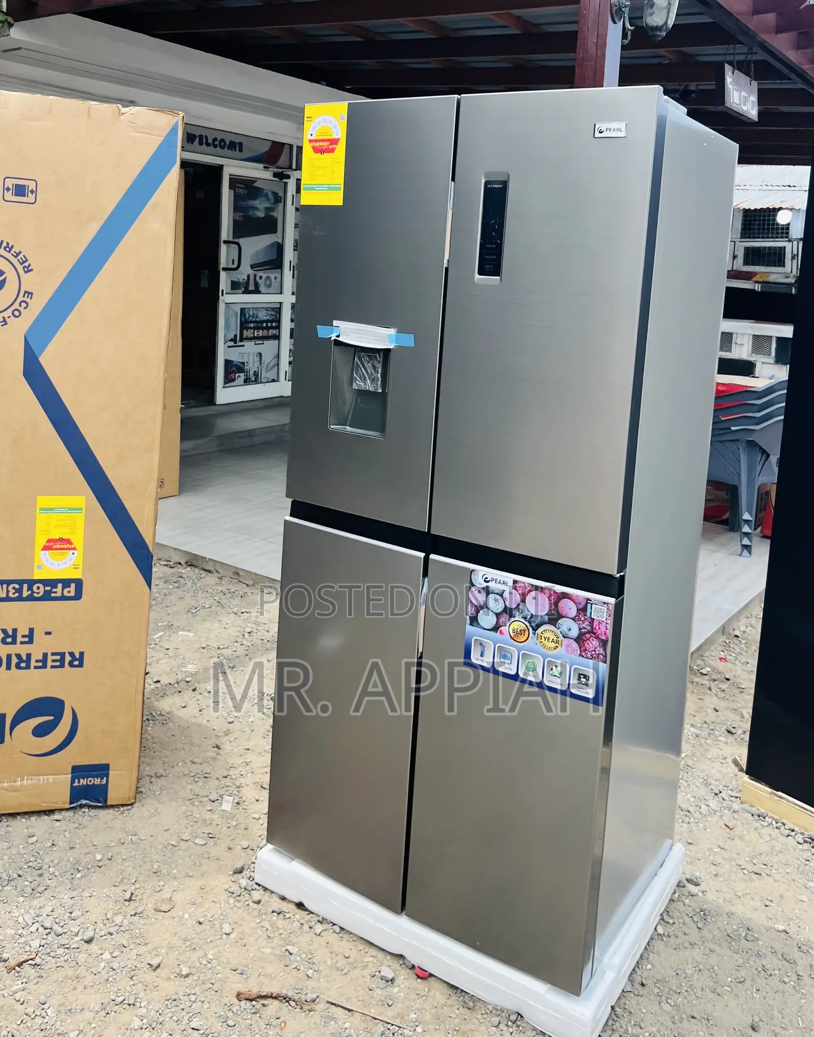 Shop Unique Pearl Side by Side 4 Door Refrigerator(Gray)