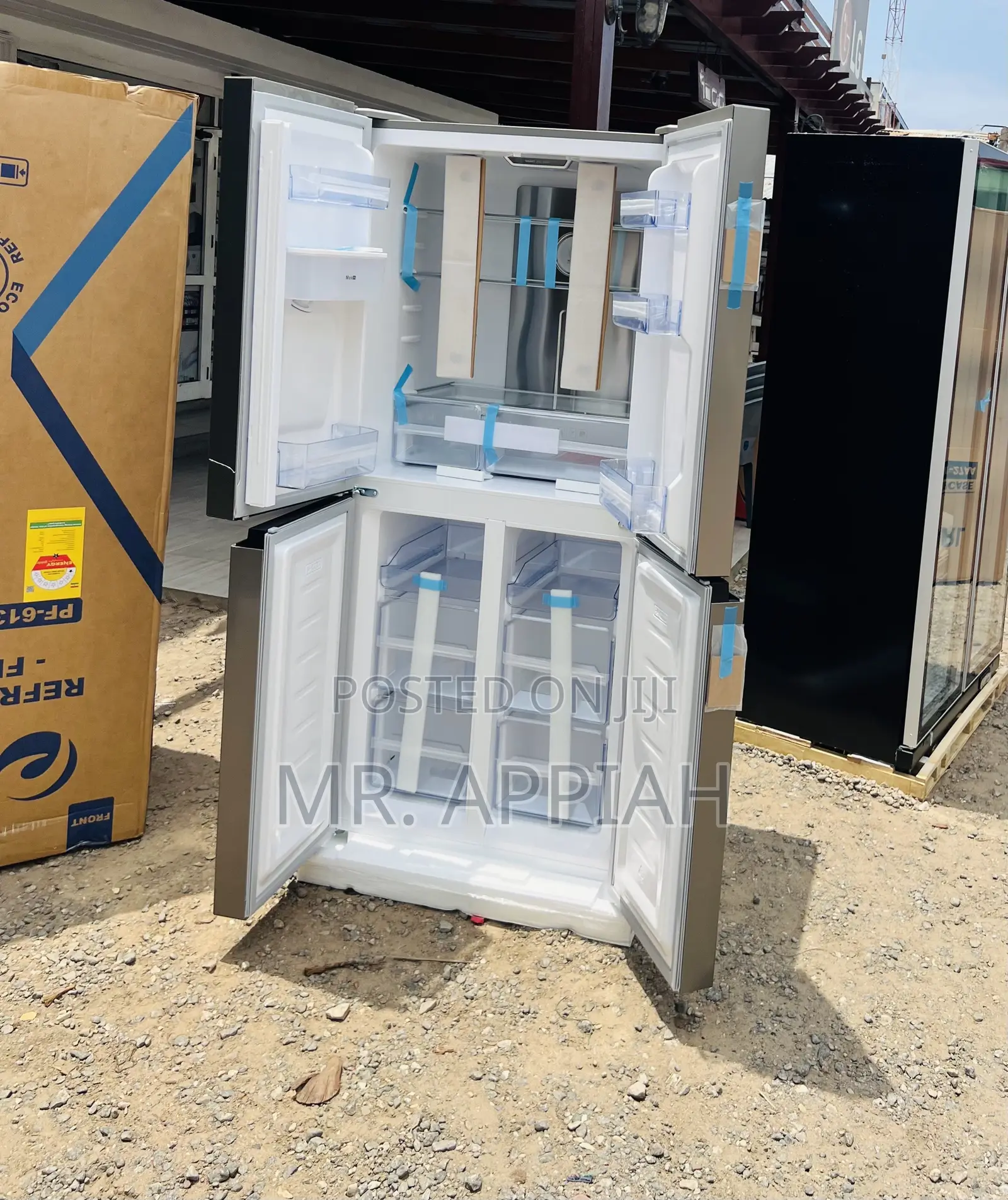 Shop Unique Pearl Side by Side 4 Door Refrigerator(Gray)