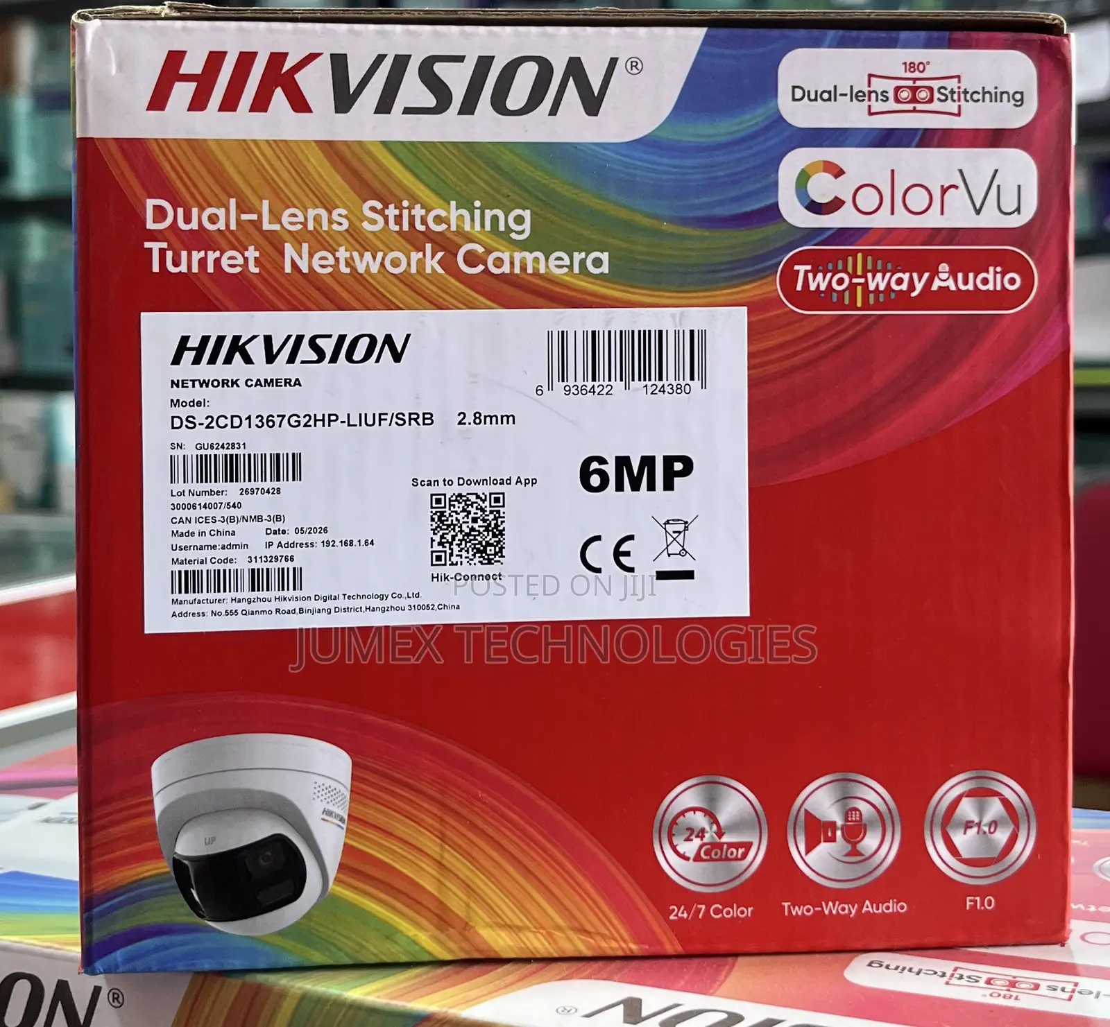 Hikvision Dual-Lens Stitching Ip Canera 180° Ds-2cd1367g2-Liuf/SRB 6mp