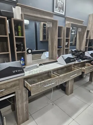 2 Barber Work Stations. . Very Nice Wood Barber Work Station
