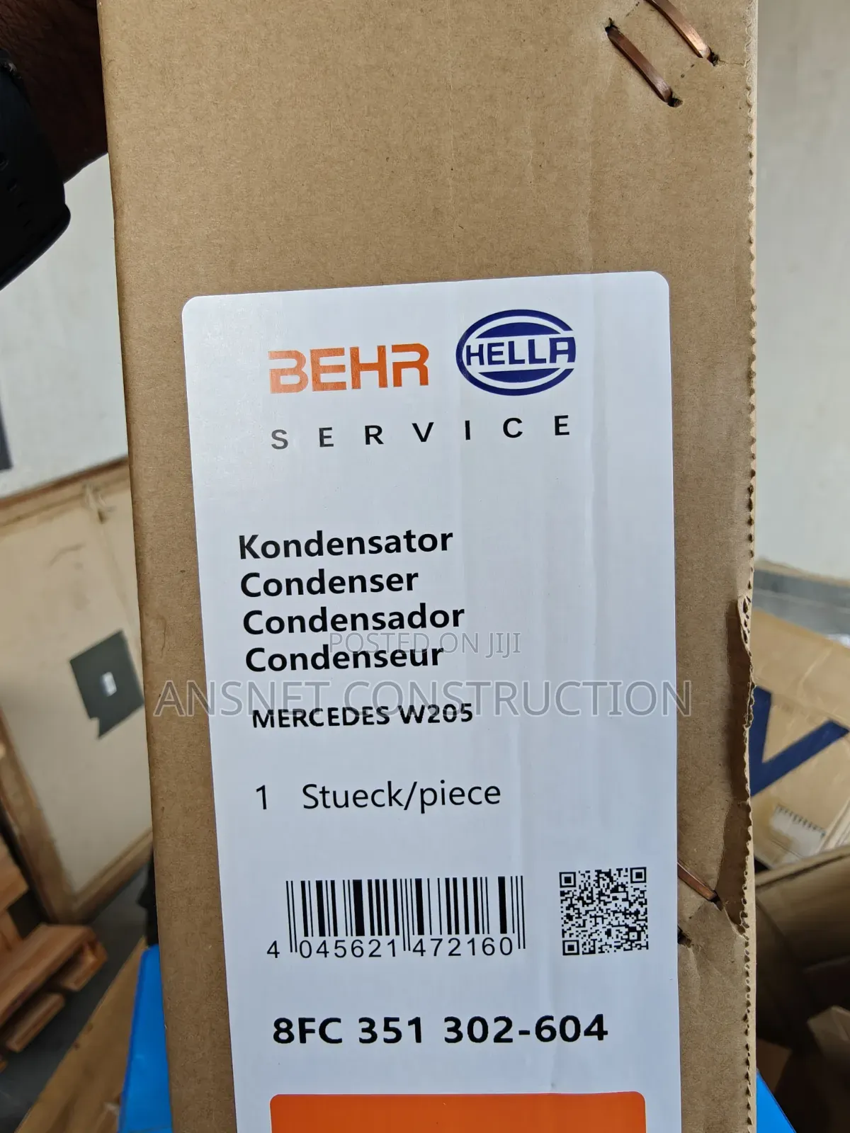 Mercedes Benz 205, 213 AC Condenser. BEHR HELLA Brand