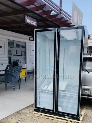 New Sleek PVC-801-27AA Pearl 690Liter Double-Door Glass Display Fridge