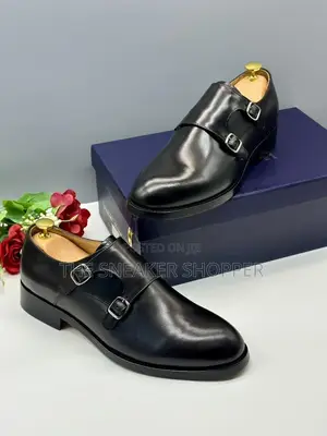Double Monk Strap Formal Shoe - Black Leather